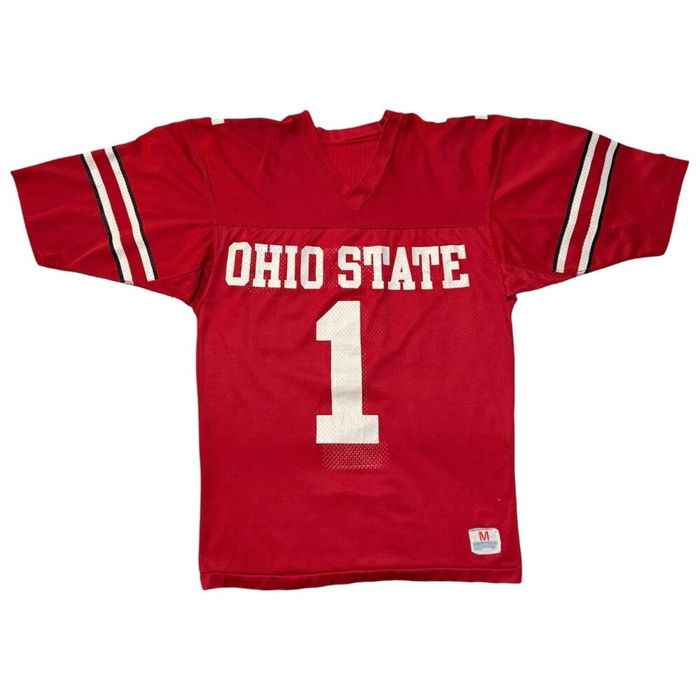 Vintage 80s 90s Champion Ohio State Buckeyes Jersey Red Mesh M USA Made Football